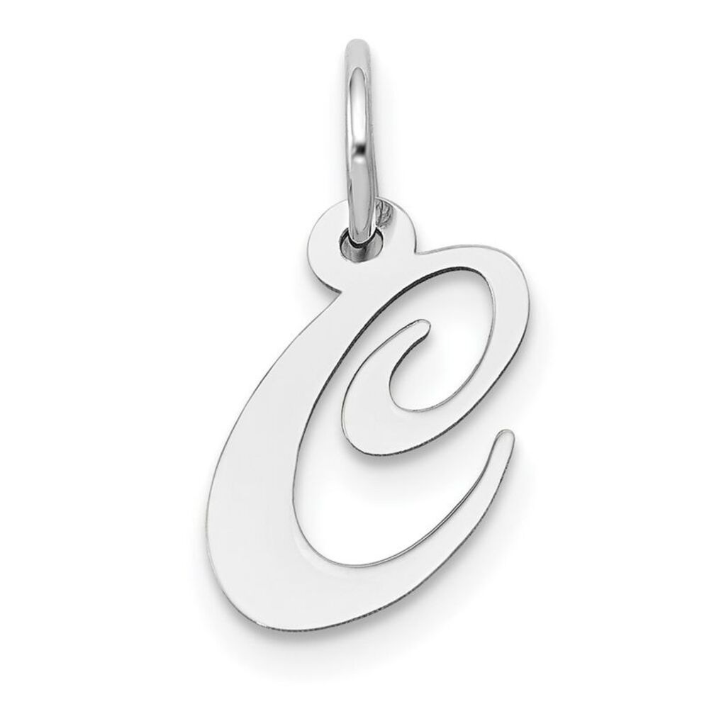 10k White Gold Small Fancy Script Initial C Charm - image 1